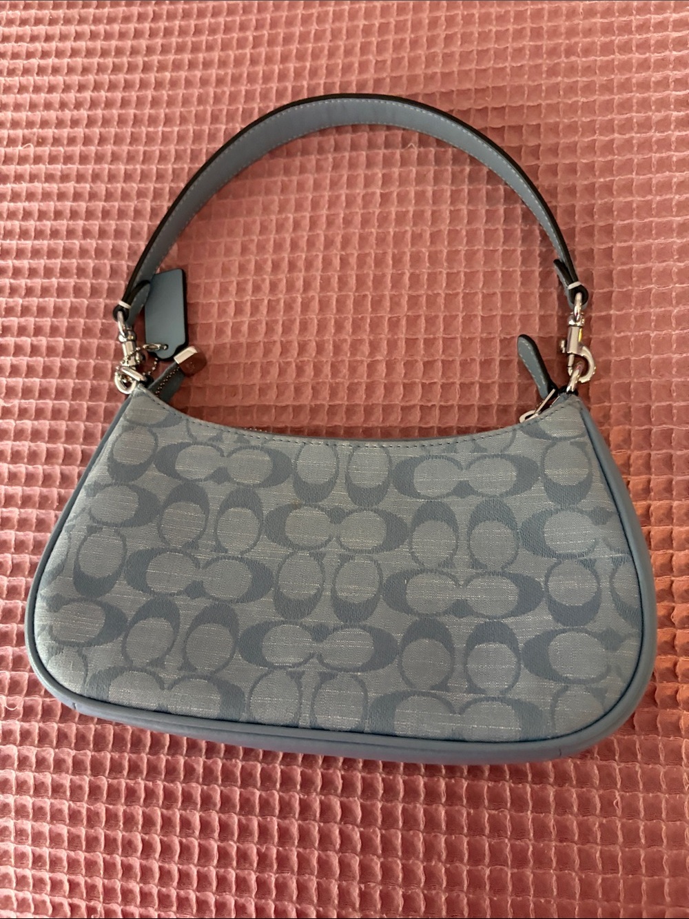 Coach Blue Signature Crescent Shoulder Bag - Picture 2 of 5